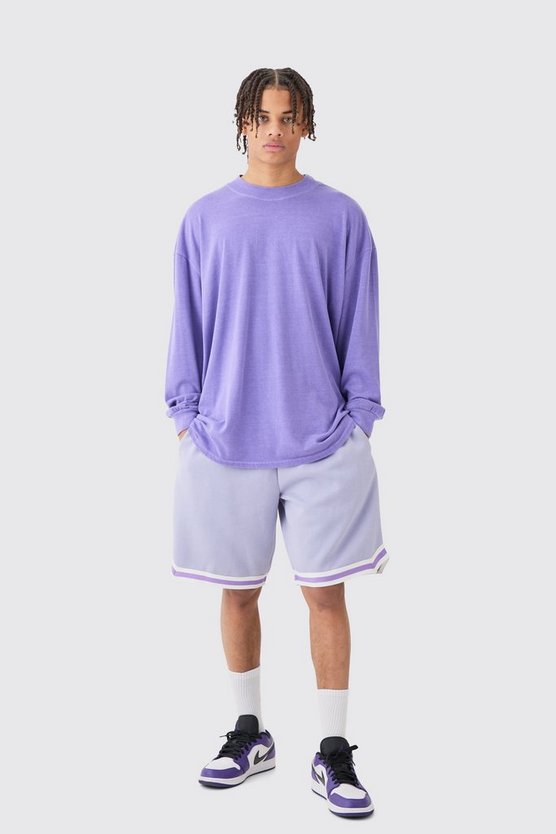 Oversized Mid Length Jersey Tape Basketball Short
