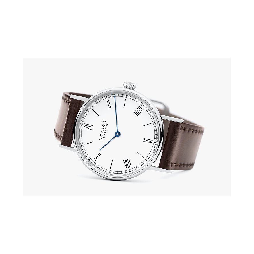 Nomos Glashütte Damenuhr Ludwig 33 Duo emailleweiss