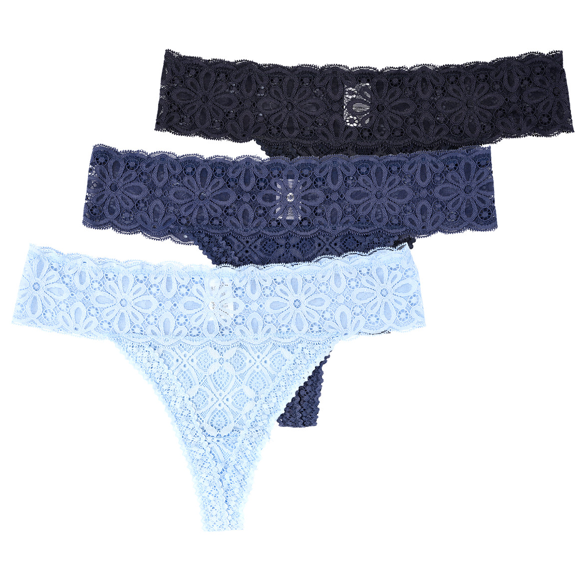 3 Damen Strings aus floraler Spitze