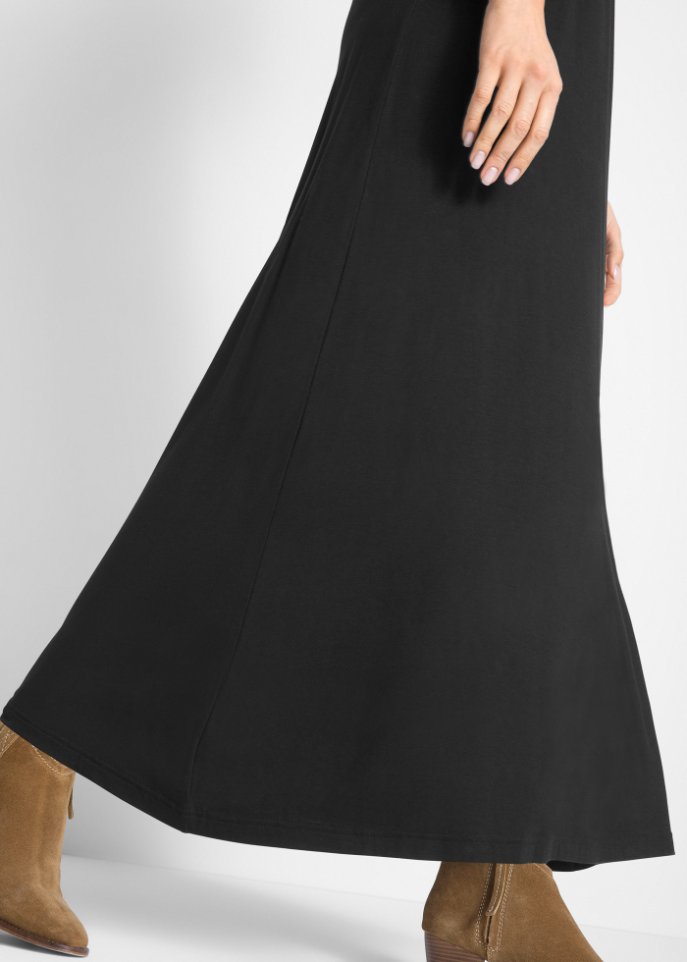 Viskose-Maxikleid in leichter A-Linie, 3/4 Arm