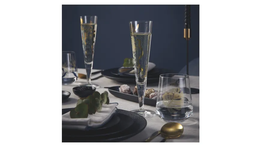RITZENHOFF  Champagnerglas Goldnacht #38 von Concetta Lorenzo H23 Schwarz, Gold