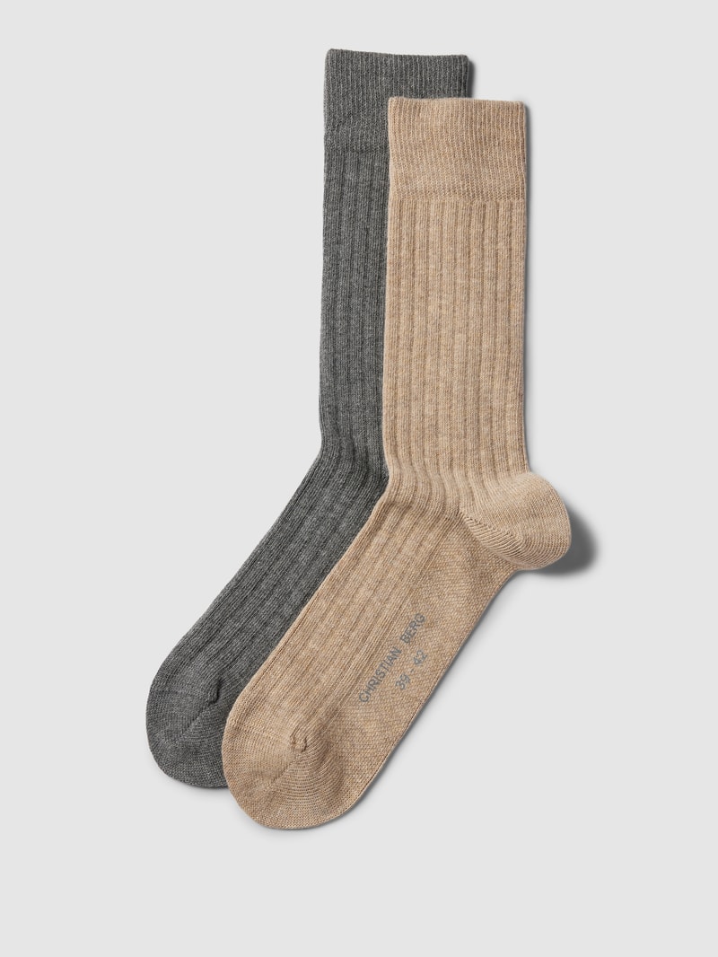 Socken mit Label-Detail im 2er-Pack in sand meliert