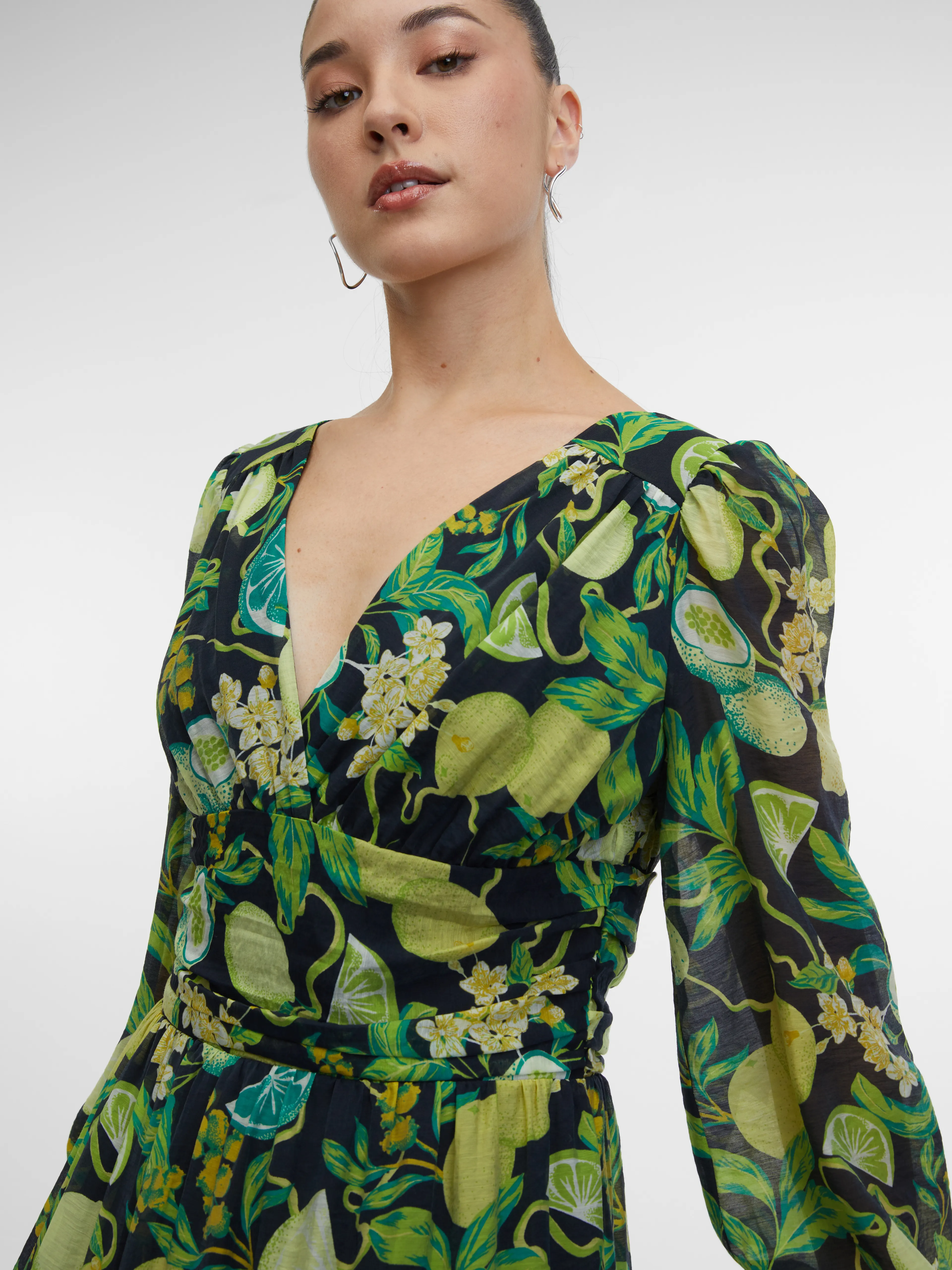Schwarz-gelb gemustertes Damen-Maxikleid ORSAY