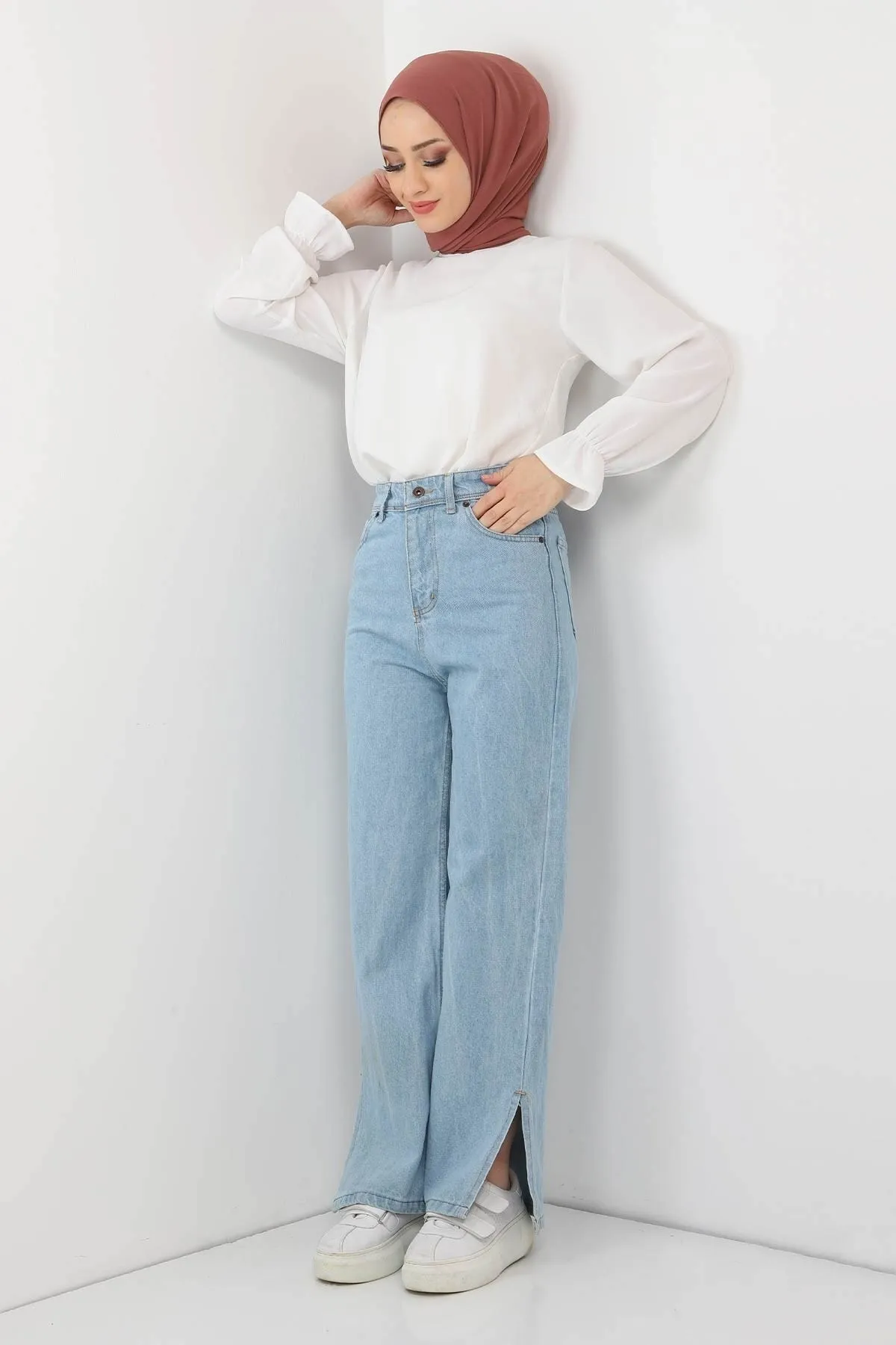Modamihram  Jeans mit Schlitzen an den Beinen, offene Jeans 6028