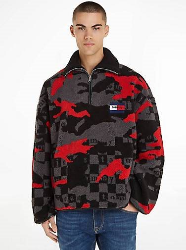 TOMMY-JEANS Herren Fleecpullover TJCU POLAR FLEECE ZIPMOCK