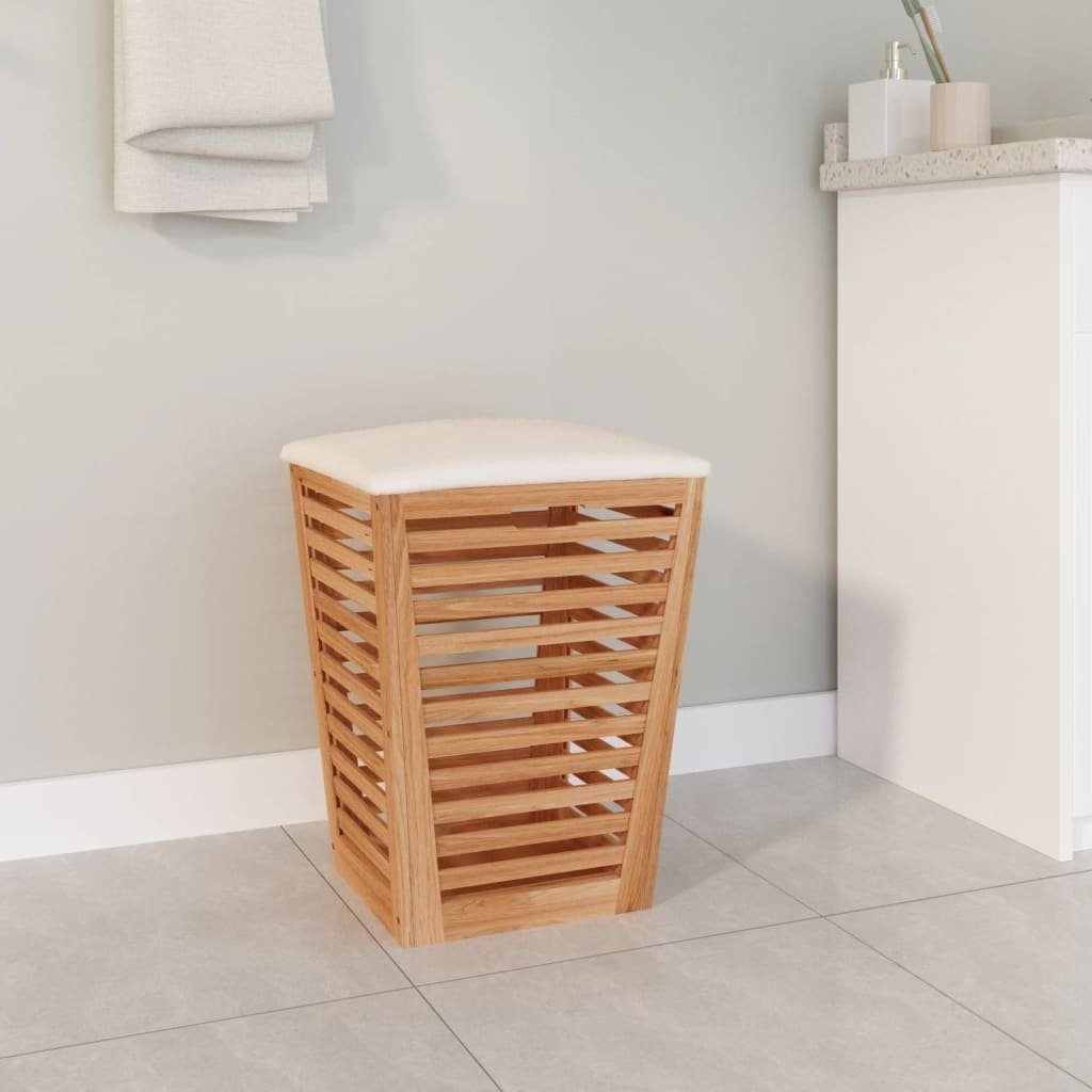 vidaXL Wäschekorb Badhocker 40,5x40,5x56 cm Massivholz Nussbaum