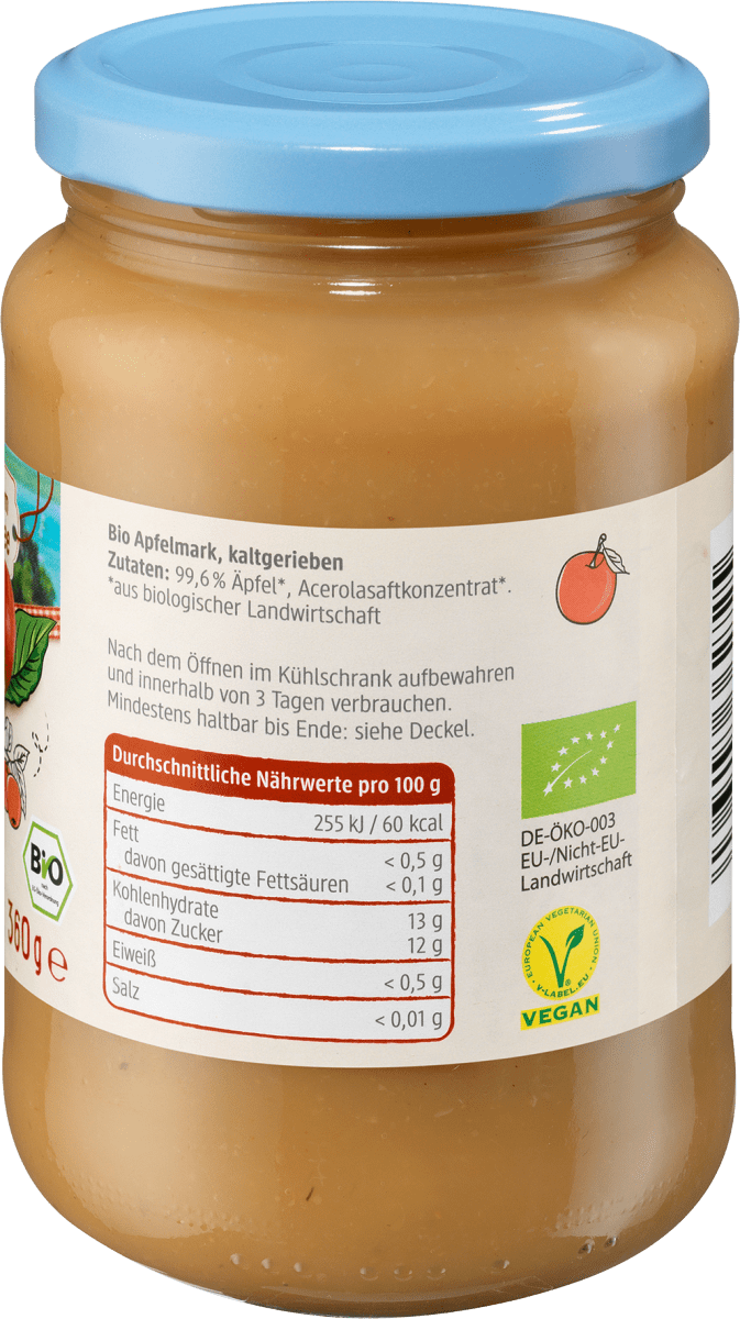 Fruchtmark Apfel kaltgerieben, 360 g