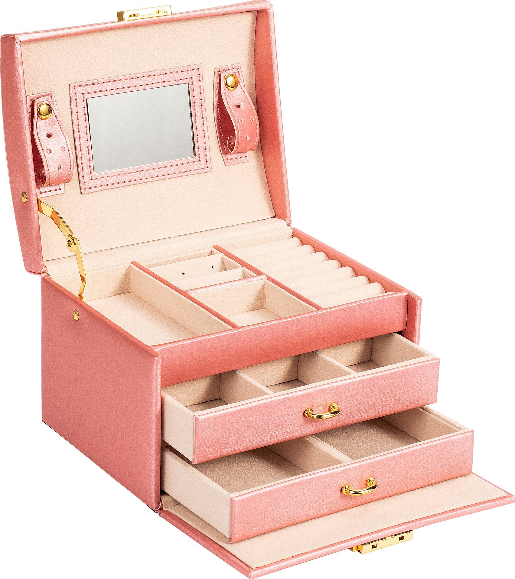 AdelDream Schmuckkasten YY-J021, Schöne Leder Schmuckschatulle Fall Aufbewahrung Organizer