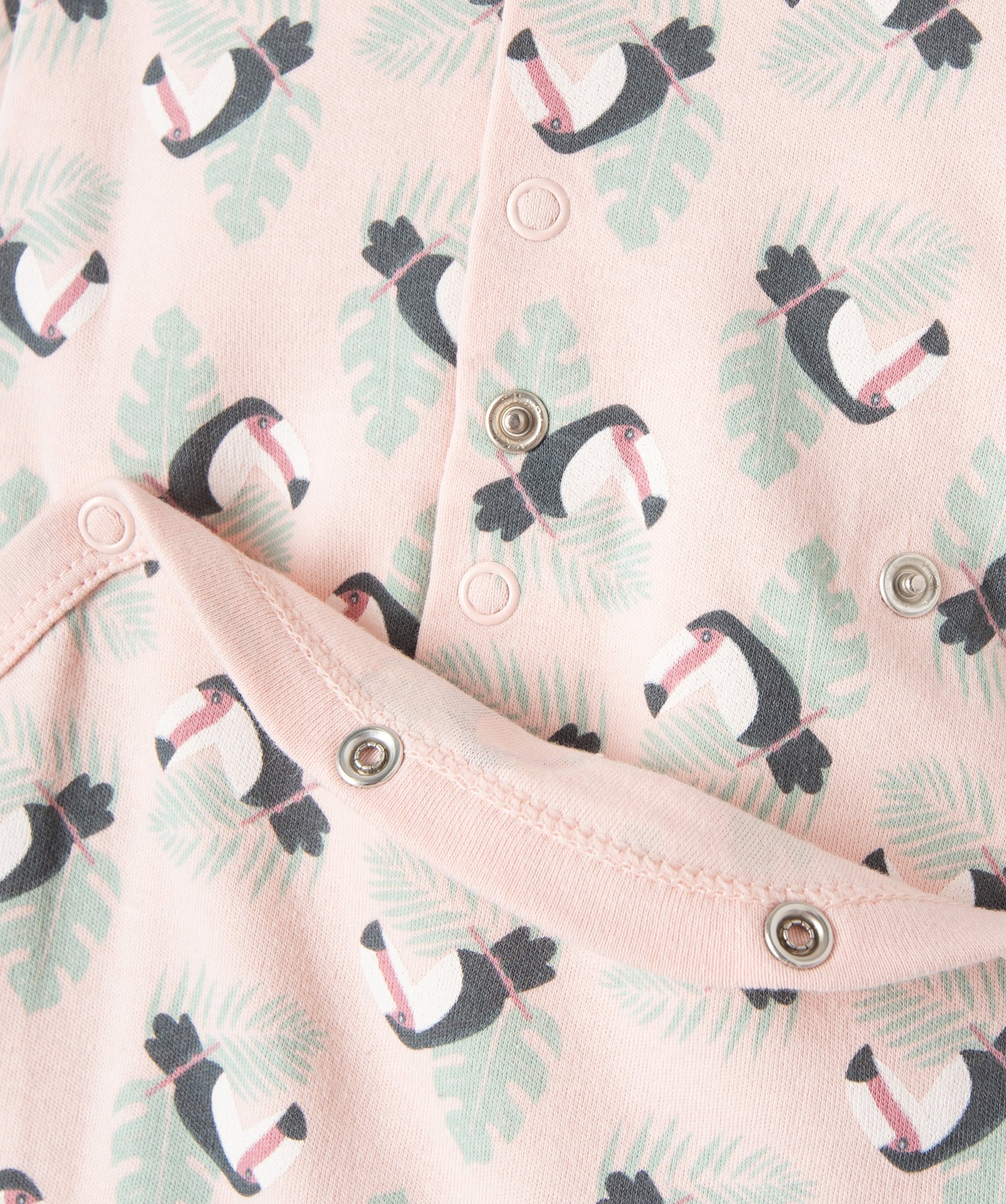 Pyjama bébé avec motifs toucans fermeture pont dos rose | GEMO