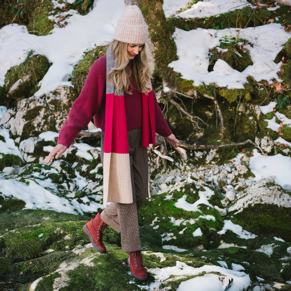 KUSABI Schnürboots - Merlot/Kombi