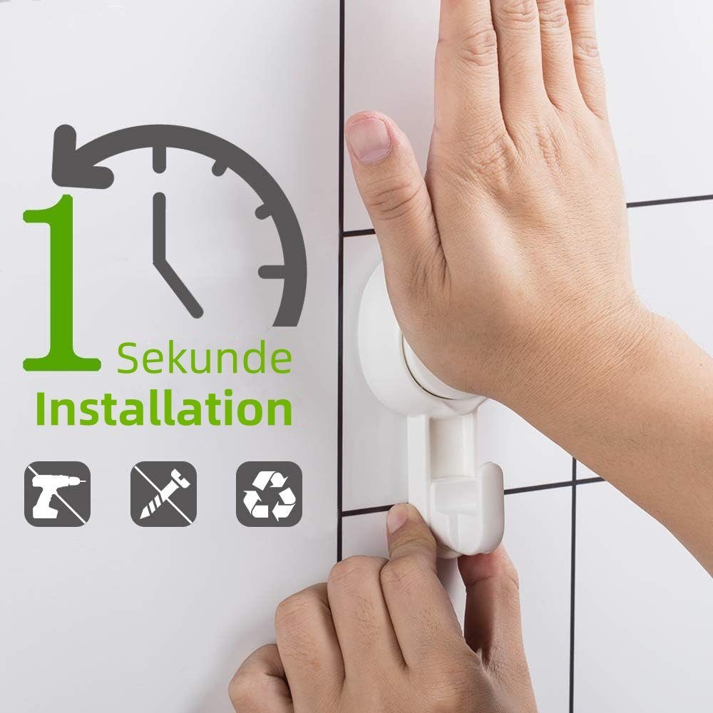 Elegear Wandhaken Wandhaken Handtuchhaken Saugnapf Haken Ohne Bohren, Badezimmer, Küche, Schlafzimmer, (2-St), Max. 5KG Wasserdicht