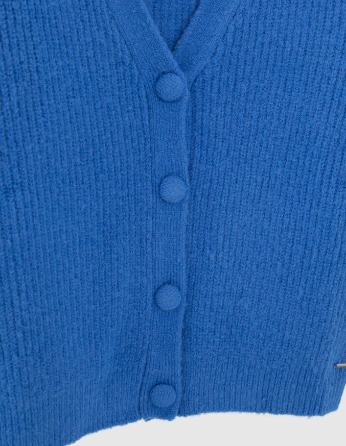Cardigan bleu cropped en tricot fille