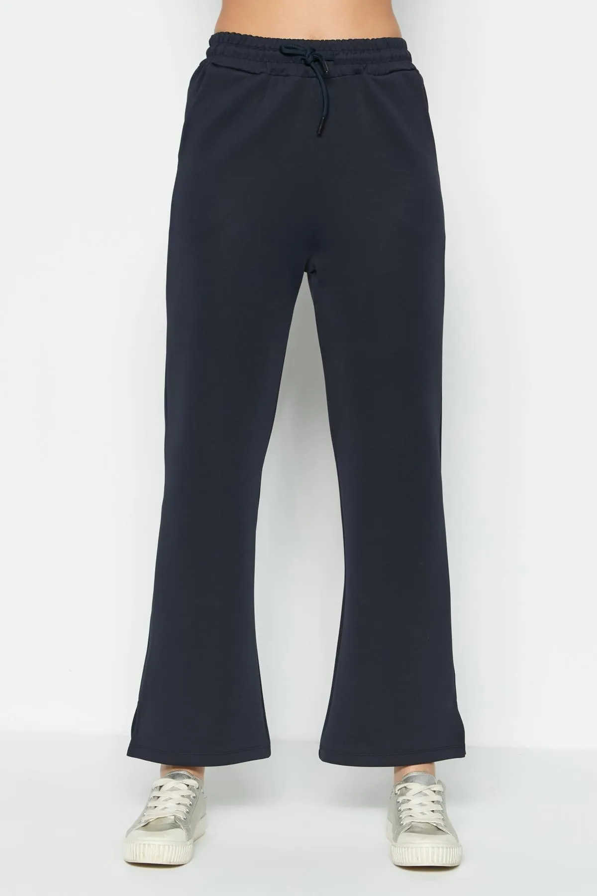 C&City  Jogginghose mit Schlitz und spanischem Bein, 843, Marineblau