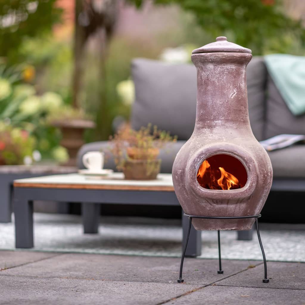 REDFIRE® Feuerstelle Kaminofen Salamanca Dunkelrot 36 x 36 x 85 cm Ton