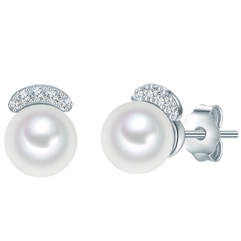 Valero Pearls Boucles doreilles Argent sterling Oxyde de zirconium (CZ) Perle de culture d'eau  Boucles d'oreilles