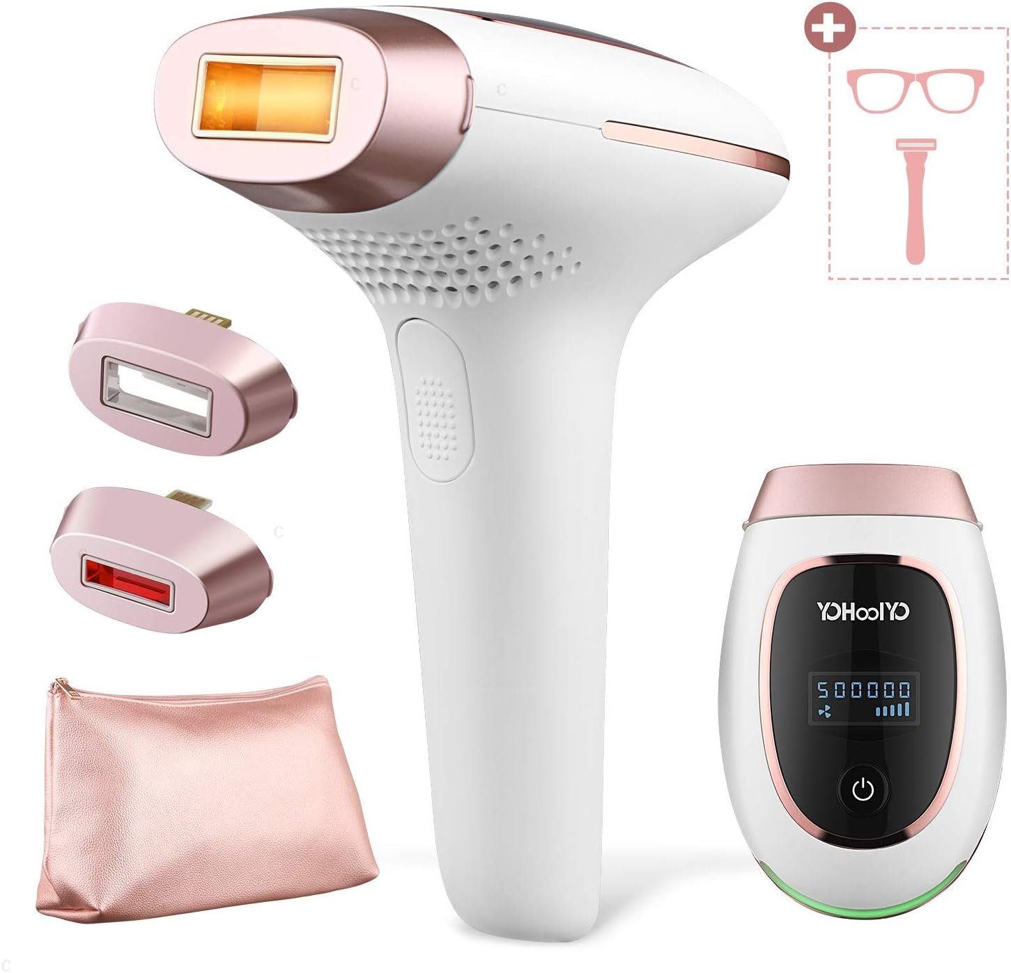YOHOOLYO IPL-Haarentferner Laser für Körper mit 500.000 Blitzen, Mit 5 Einstellbaren Stufen, IPL Haarentferner mit 500.000 Blitzen Lichtimpulse, 2 Modi, LCD-Anzeige und Zubehör., Verzögern Sie das Haarwachstum von der Wurzel.
