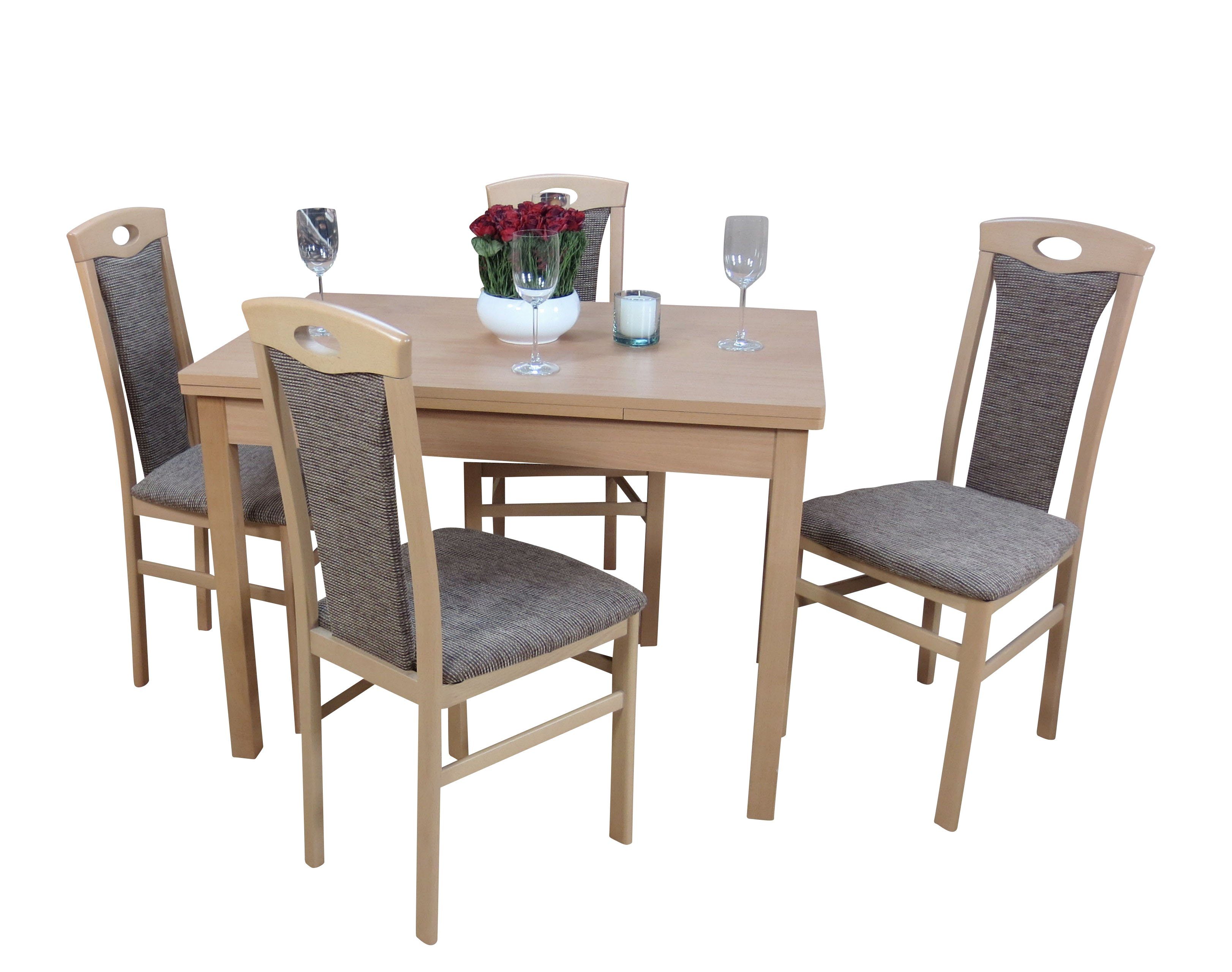 moebel-direkt-online Essgruppe Janina, (Spar-Set, Tischgruppe 5tlg), Tisch mit 4 Stühlen
