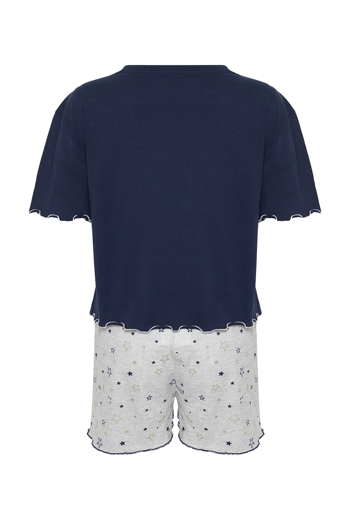 Trendyol Collection  Marineblaues Pyjama-Set aus 100 % Baumwolle mit Galaxie-Muster THMSS24PT00203