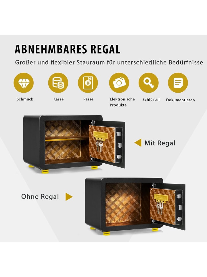 COSTWAY Safe Tresor mit digitaler Tastatur in Schwarz günstig kaufen 40 cm
