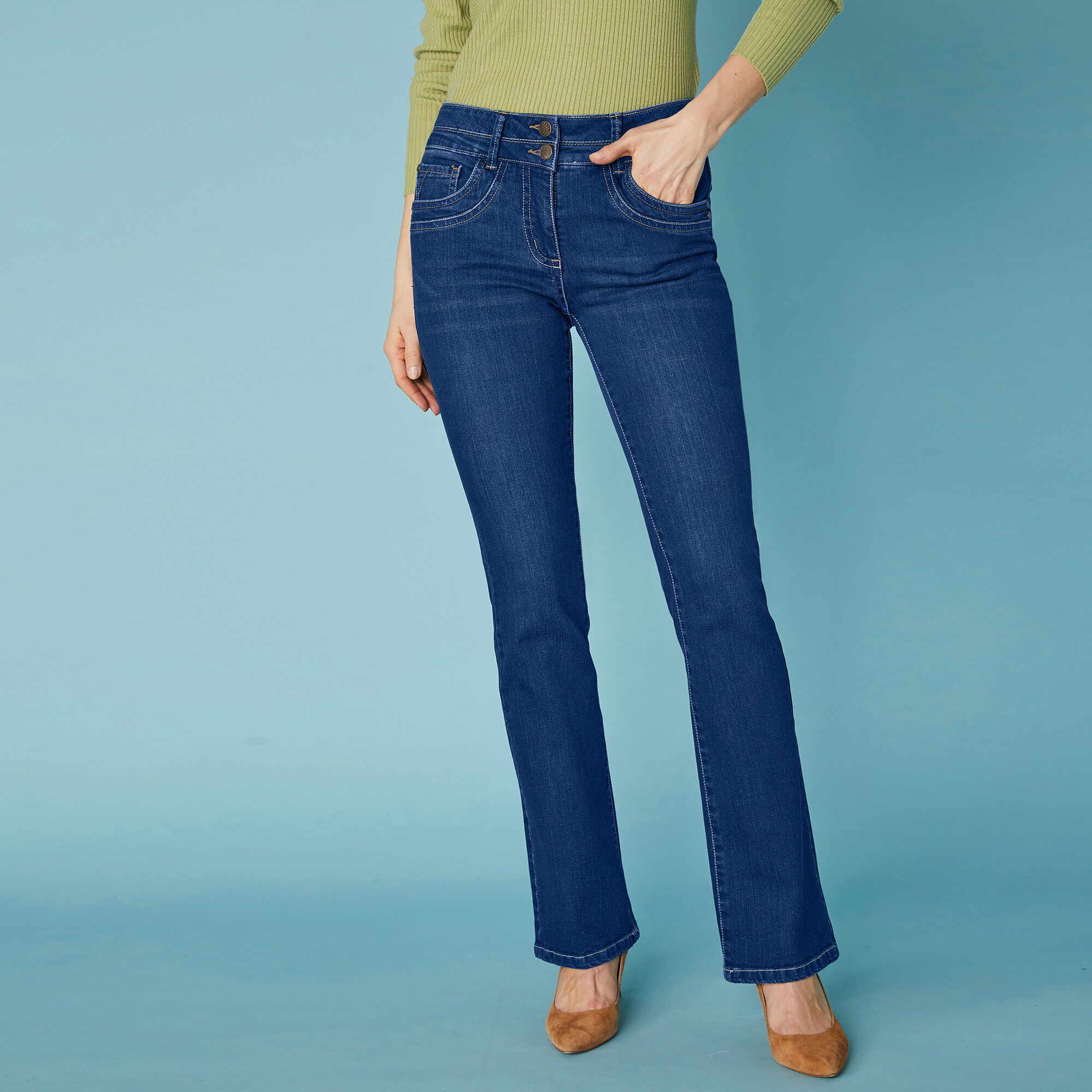 Jean délavé coupe bootcut stretch