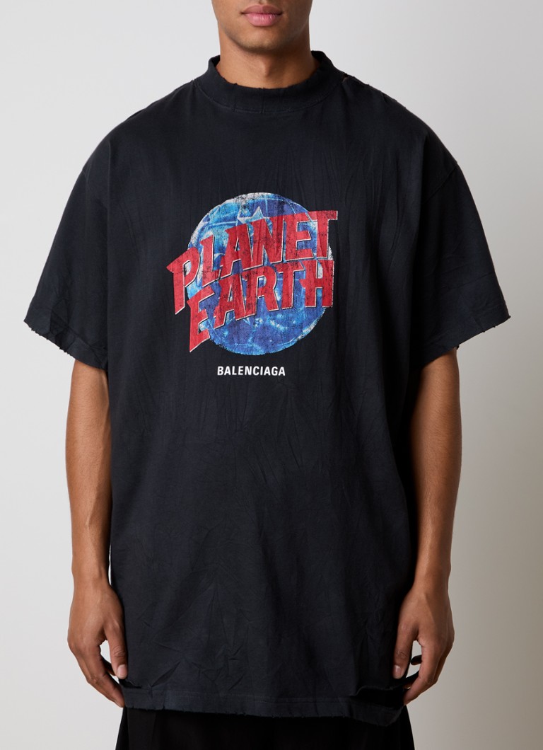 Balenciaga Oversized T-shirt with logo and destroyed finish