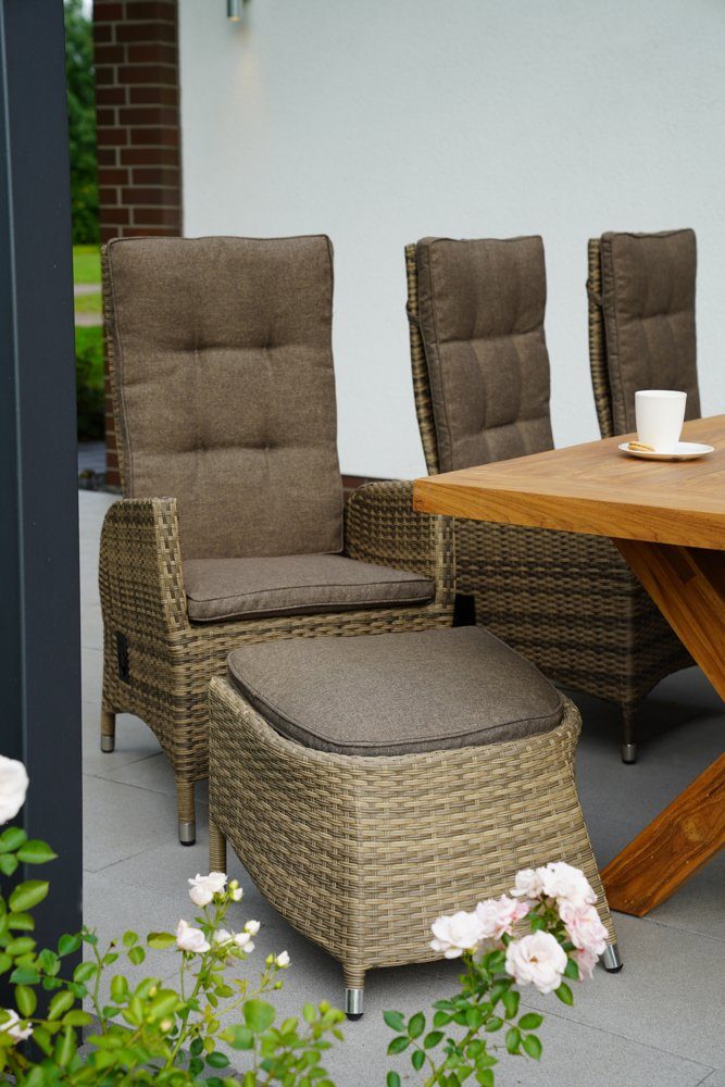 Ploß Gartenlounge-Hocker Ploß Nizza Fußhocker Geflecht inkl. Kissen (1)