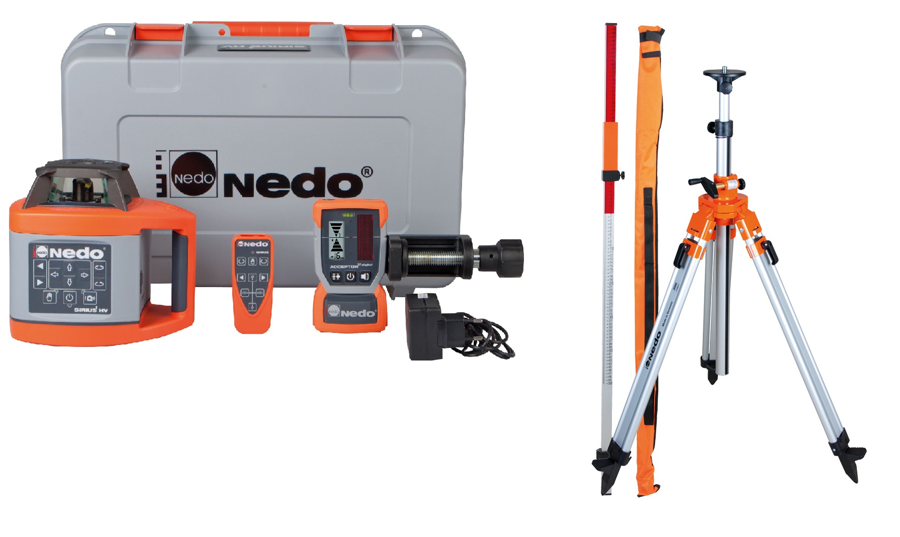 Nedo 471945+210350 Sirius 1 Láser de rotación HV rojo + Paquete para interiores 1