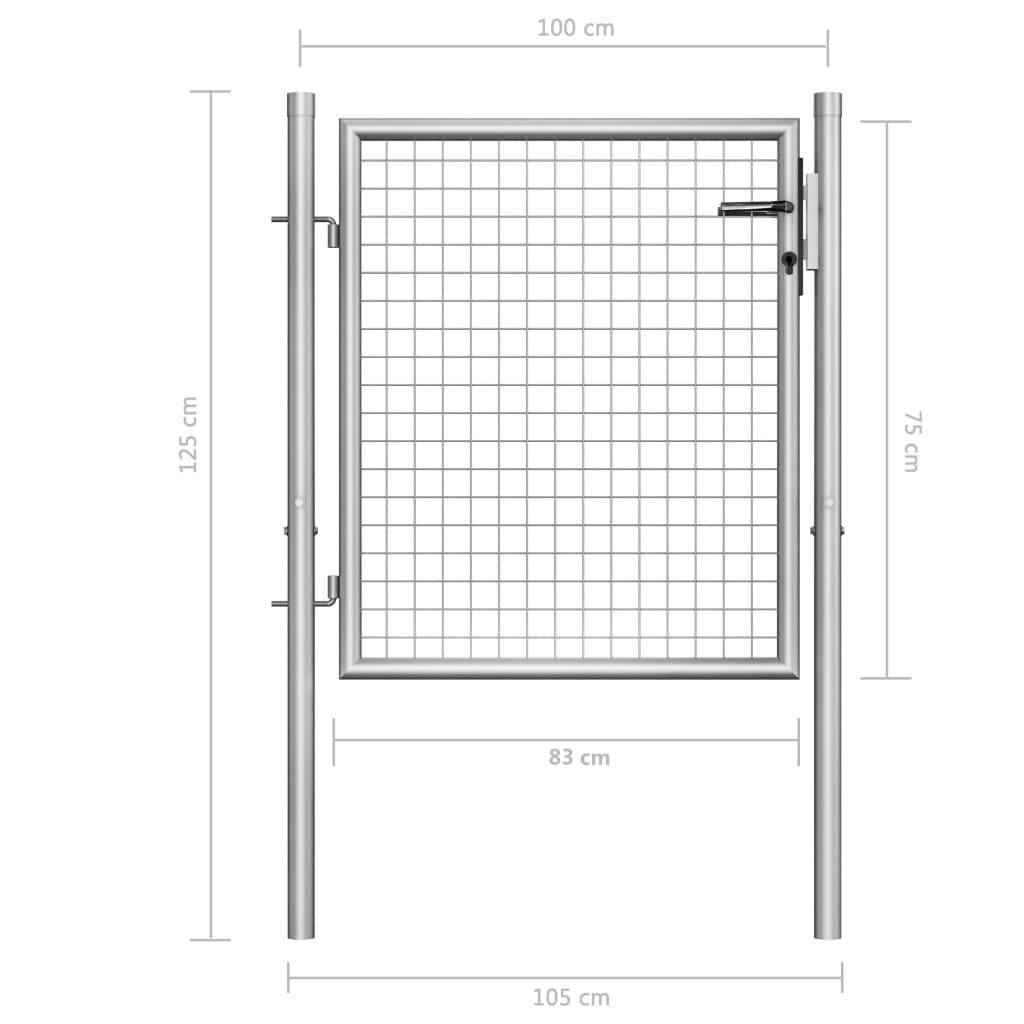 vidaXL Gartentor Gartentor Verzinkter Stahl 105x125 cm Silbern