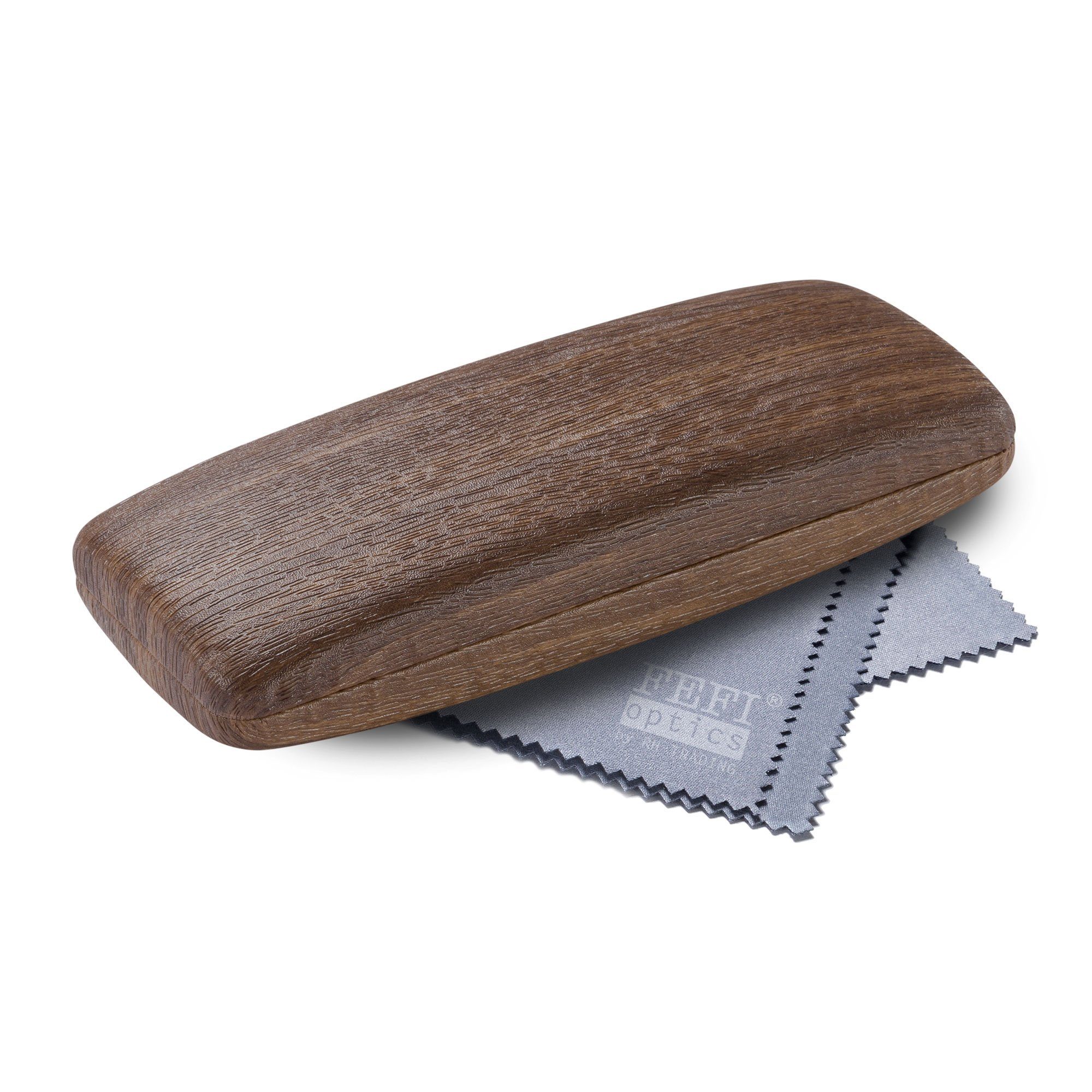 FEFI Brillenetui in Holz-Optik (Hardcase), inklusive Mikrofasertuch