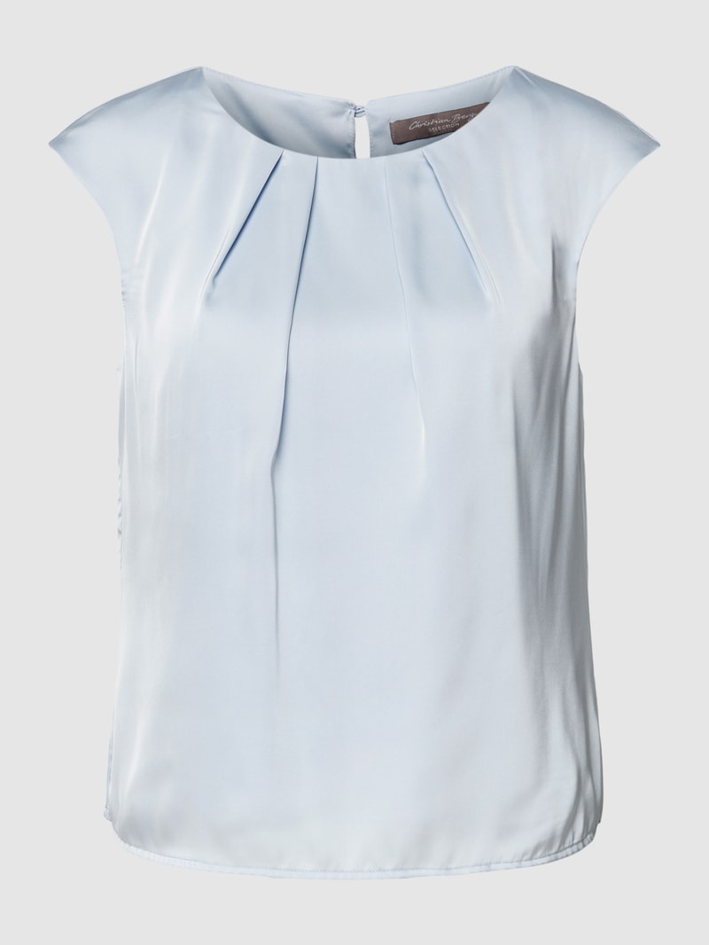 Bluse mit gelegten Falten in hellblau