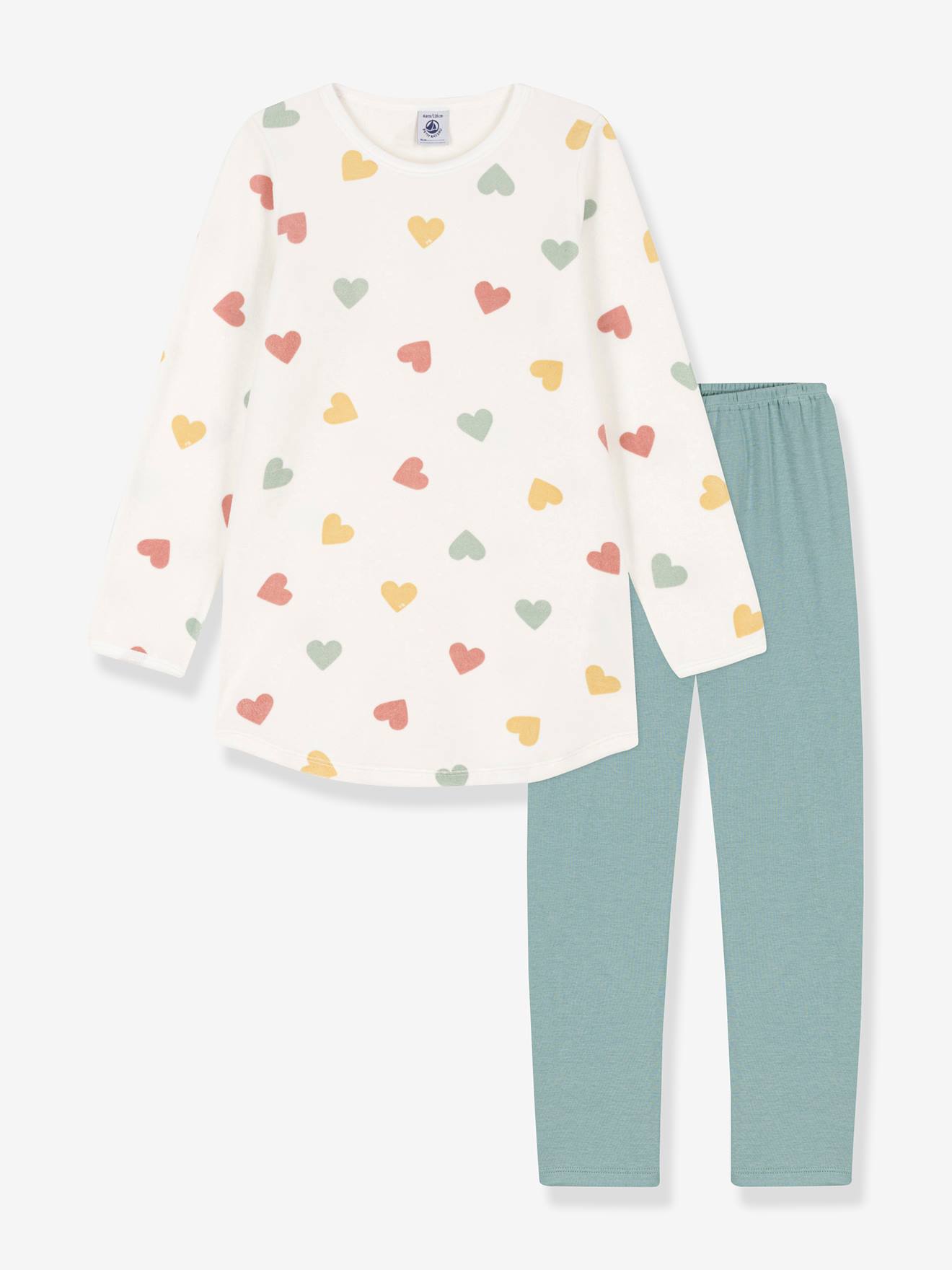 Petit Bateau Mädchen Samt-Nachthemd & Leggings PETIT BATEAU - weiß bedruckt