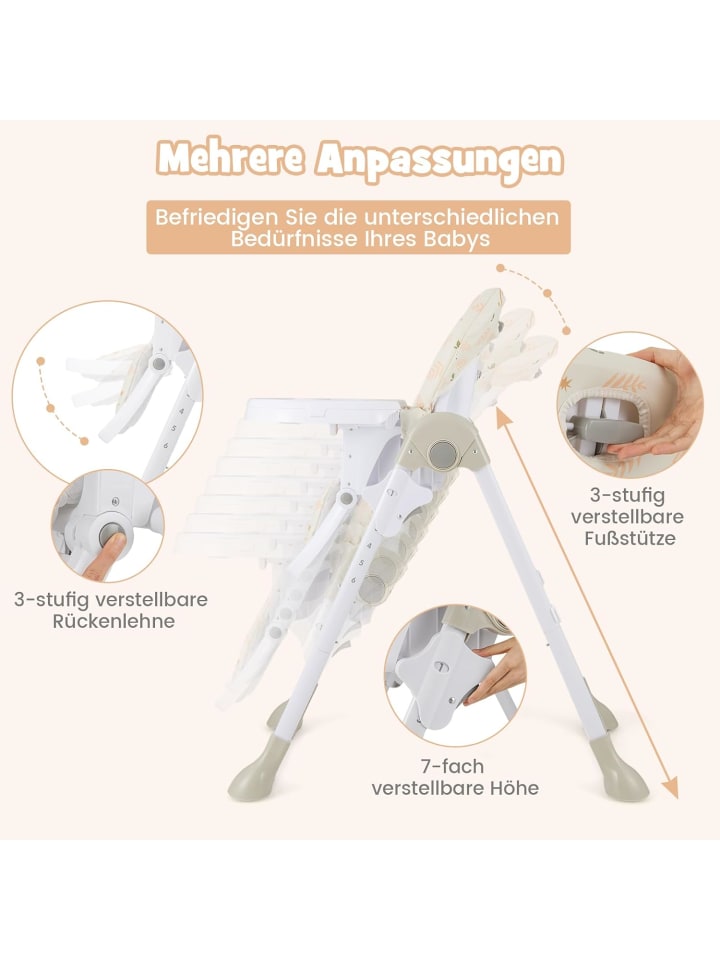 COSTWAY 6 in 1 Hochstuhl 6-36 Monate in Beige günstig kaufen onesize