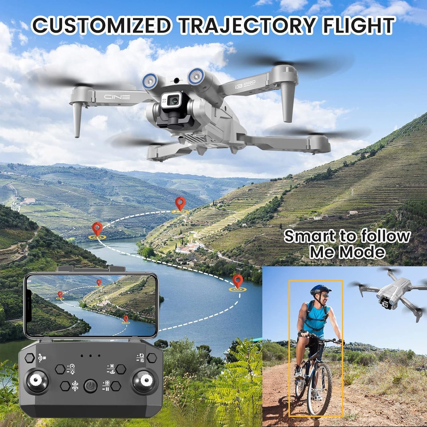 Mingfuxin Drohne (1280 x 720, Kamera RC Quadcopter WIFI FPV Live-Video Höhenhaltung Headless-Modus)