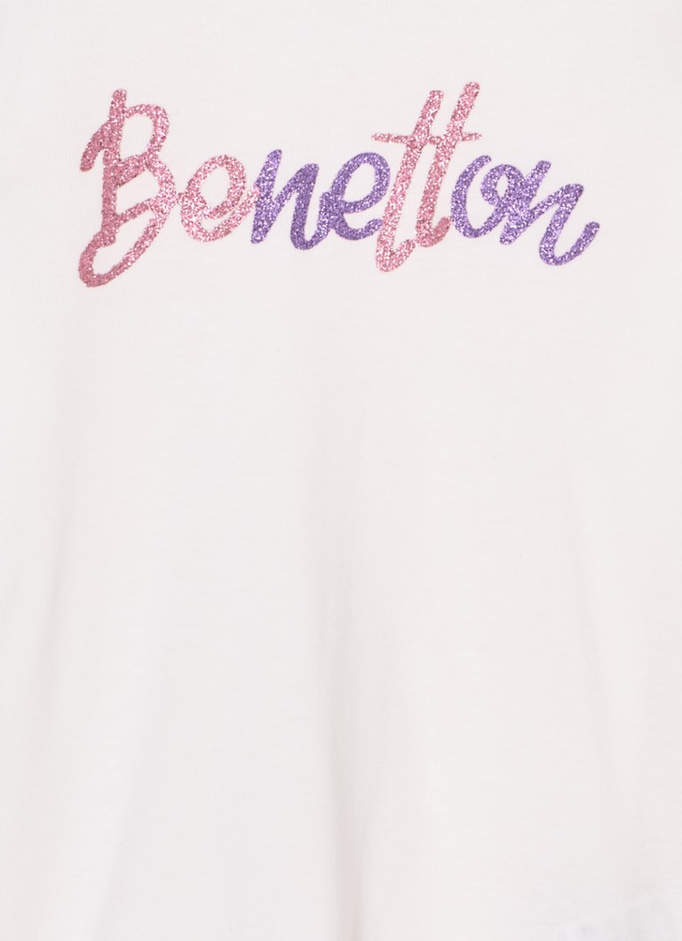 Cămașă Benetton cu mânecă lungă, cu paiete și logo imprimat.