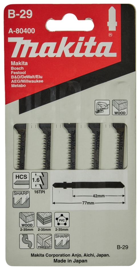 Makita Accessories A-80400 List za vbodno žago B29 5 kosov