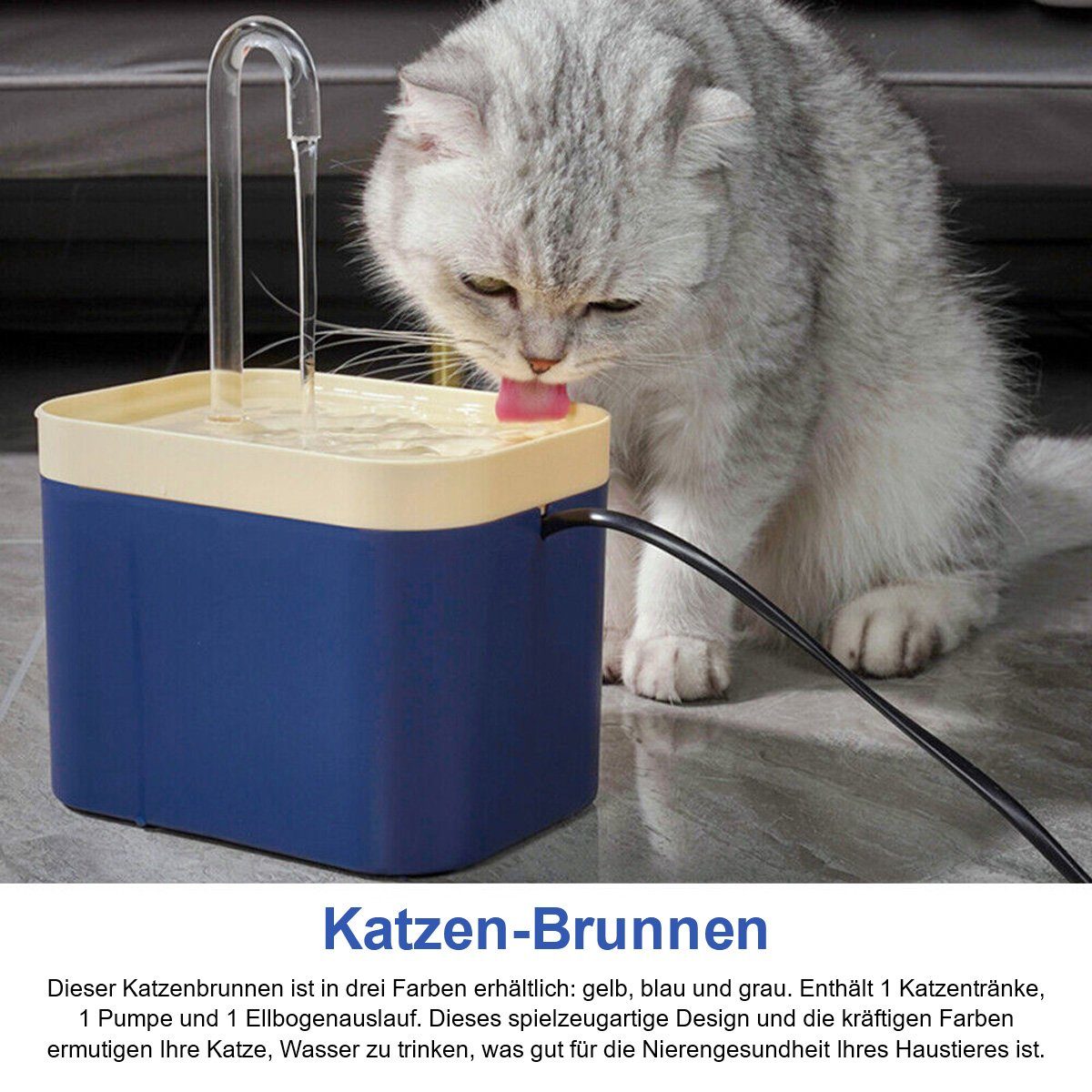 flowgoer Nager-Futterhaus Trinkspender für Hunde und Katzen, lautlos, 1,5 l, Trinkbrunnen für Haustiere, elektrisch, automatisch