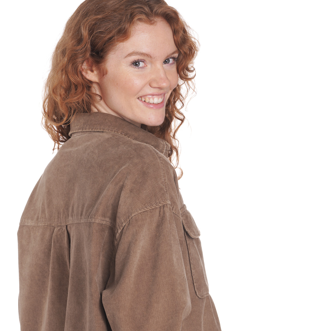 Damen Oversize-Cordhemd unifarben