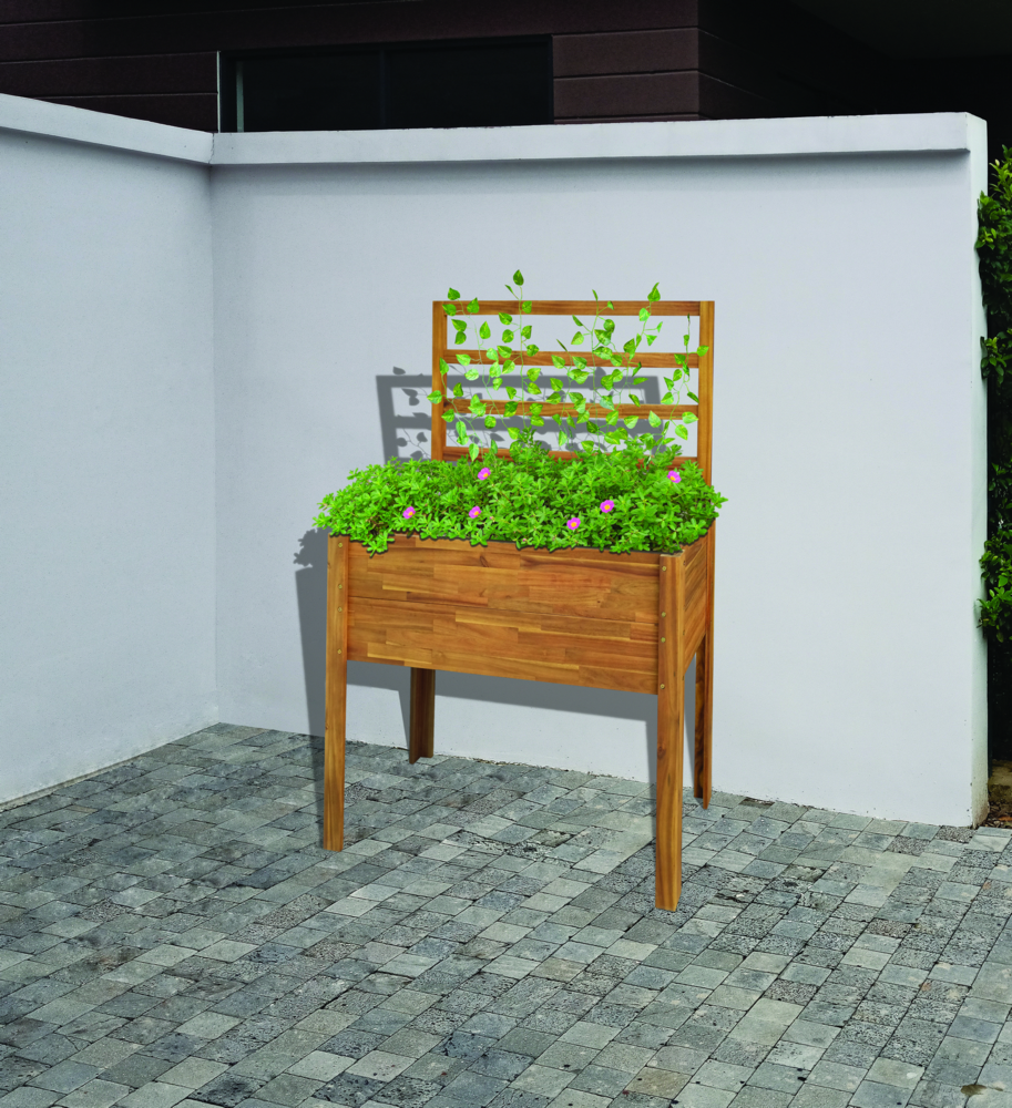 Hardin 1fachgut Pflanzkasten Pflanztopf mit Rankhilfe Pflanzbox FSC braun