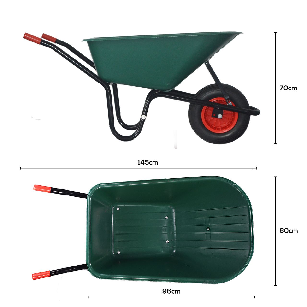 TroniTechnik GARMIO® Schubkarre 85 Liter bis 150 kg Garten Bauschubkarre,Gummi-Luftreifen Felge - Kunststoff