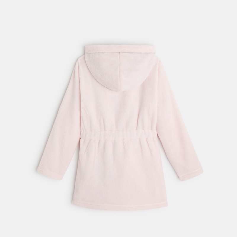 Peignoir à capuche en sherpa ultra-doux rose fille