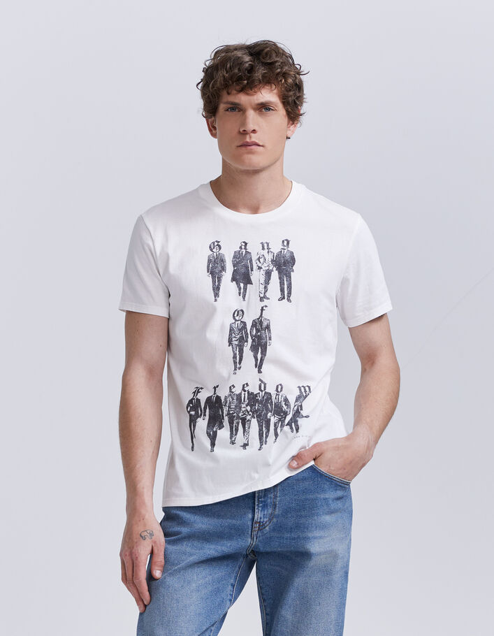 T-shirt blanc visuel gang en costumes Homme