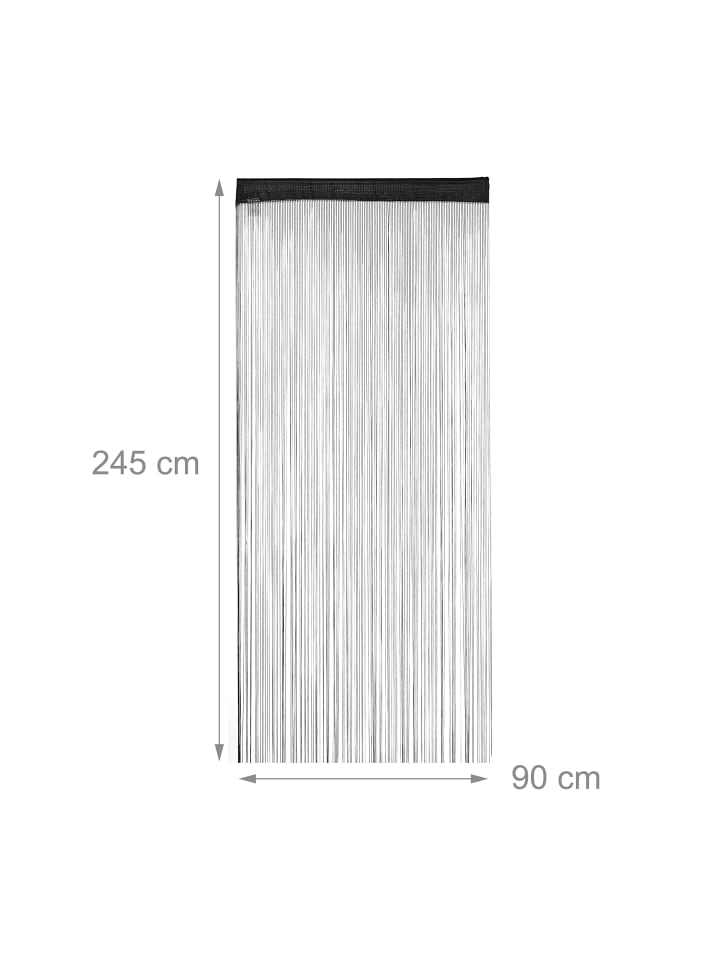 relaxdays 2 x Fadenvorhang in Schwarz - (B)90 x (H)245 cm günstig kaufen onesize