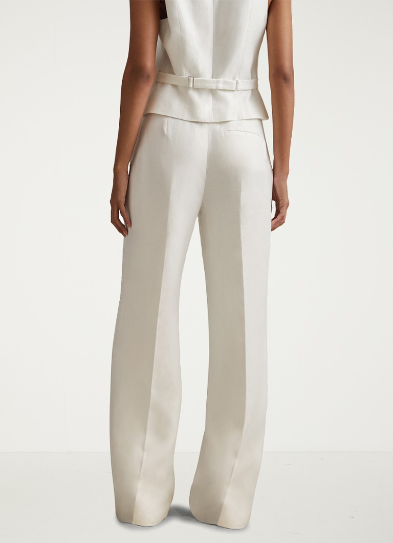 Reiss Lori high waist wide fit trousers in linen blend