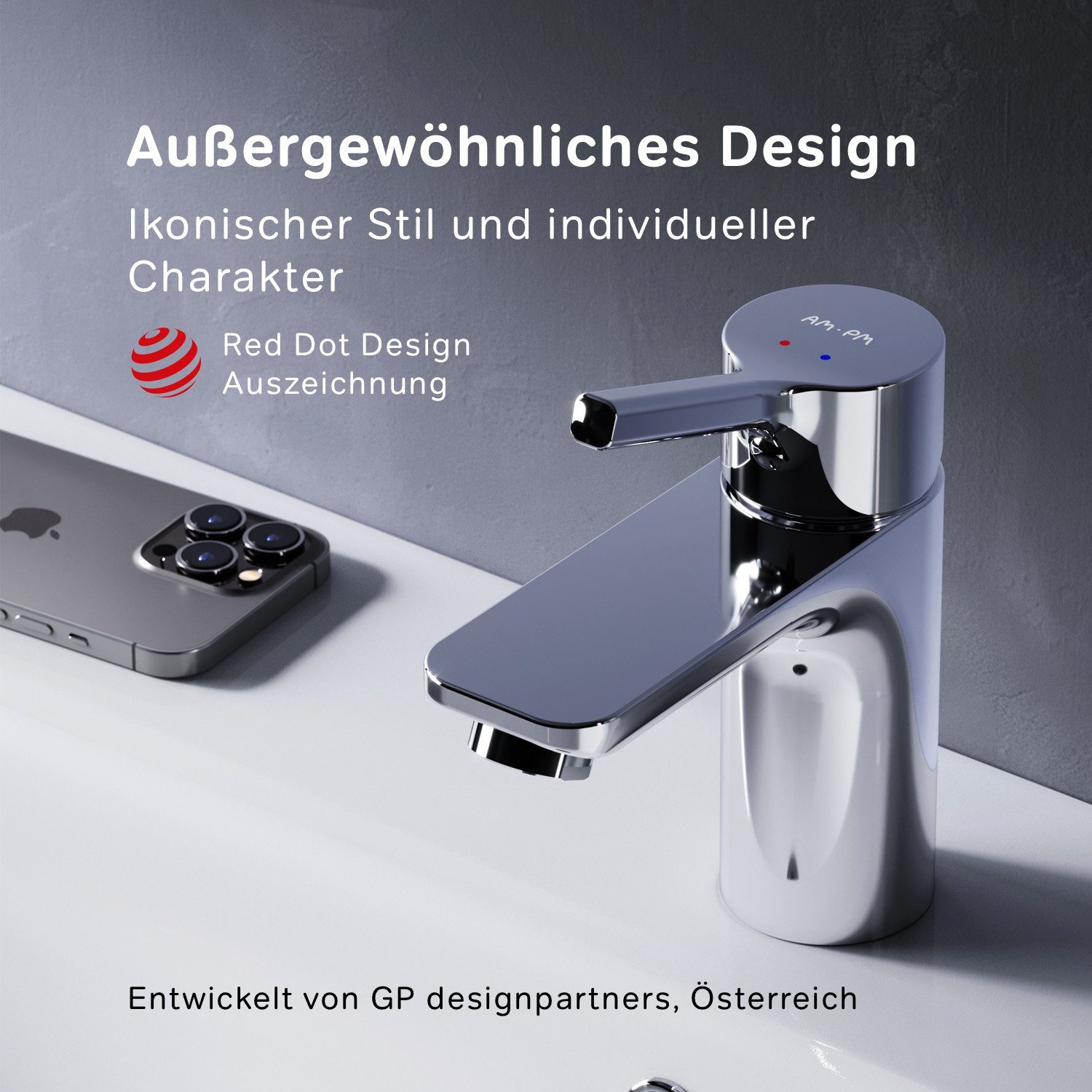 AM.PM Waschtischarmatur X joy S inkl. Klick-Ablaufgarnitur keramikkartusche, flexibler G 3/8-Anschluss, Klick-Ablaufgarnitur