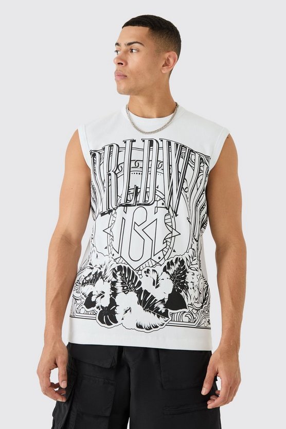 Geripptes Tanktop mit Print