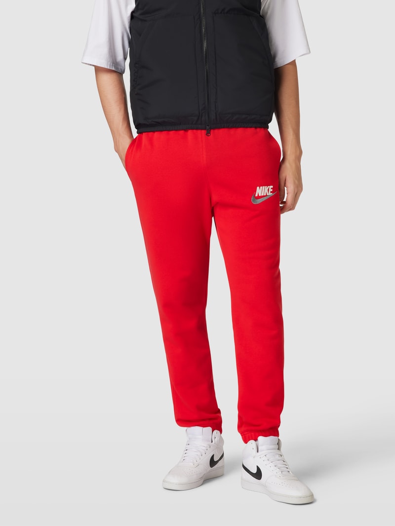 Sweatpants mit Label-Stitching in rot