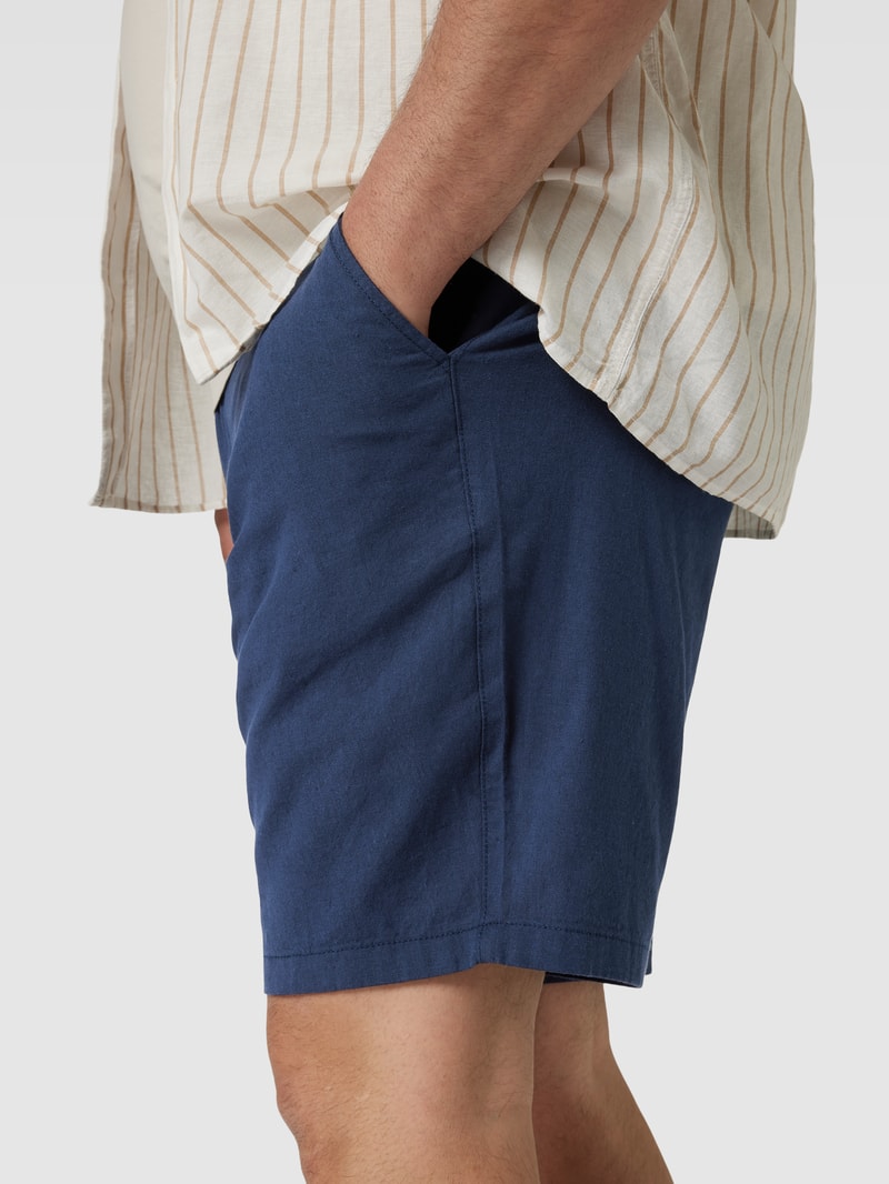 PLUS SIZE RegularFit Shorts mit Leinen Modell 'DAVE' in marineblau