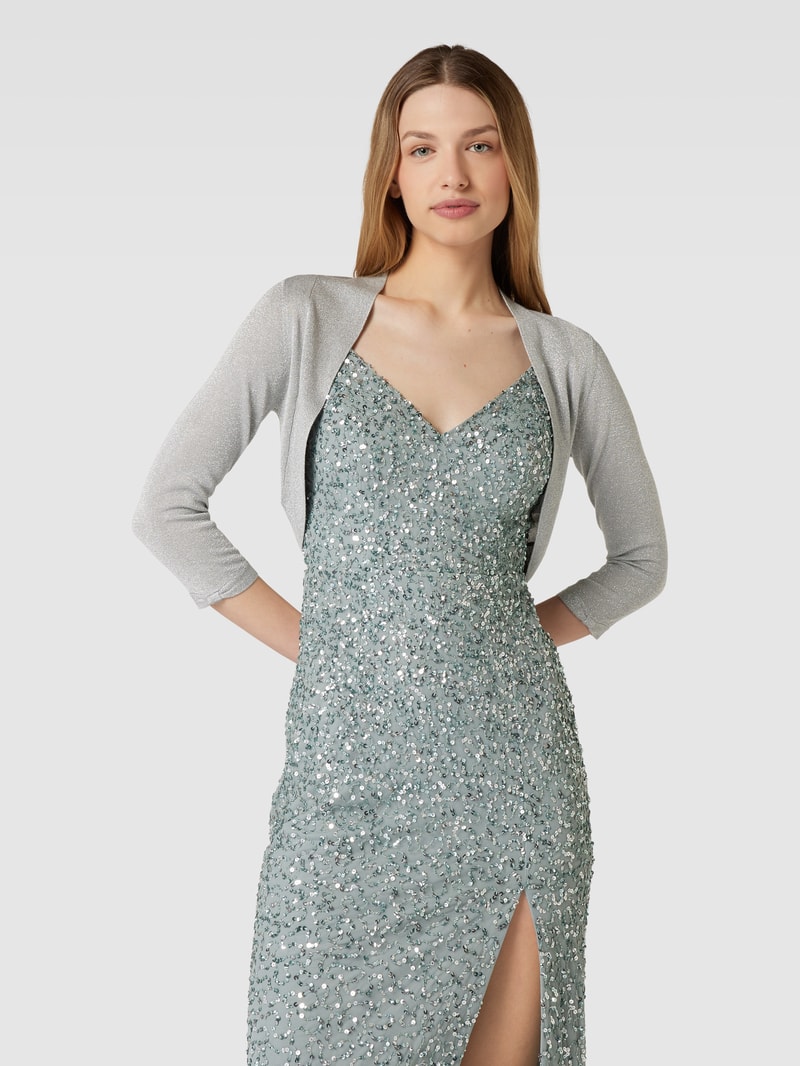 Bolero mit Strukturmuster in silber meliert