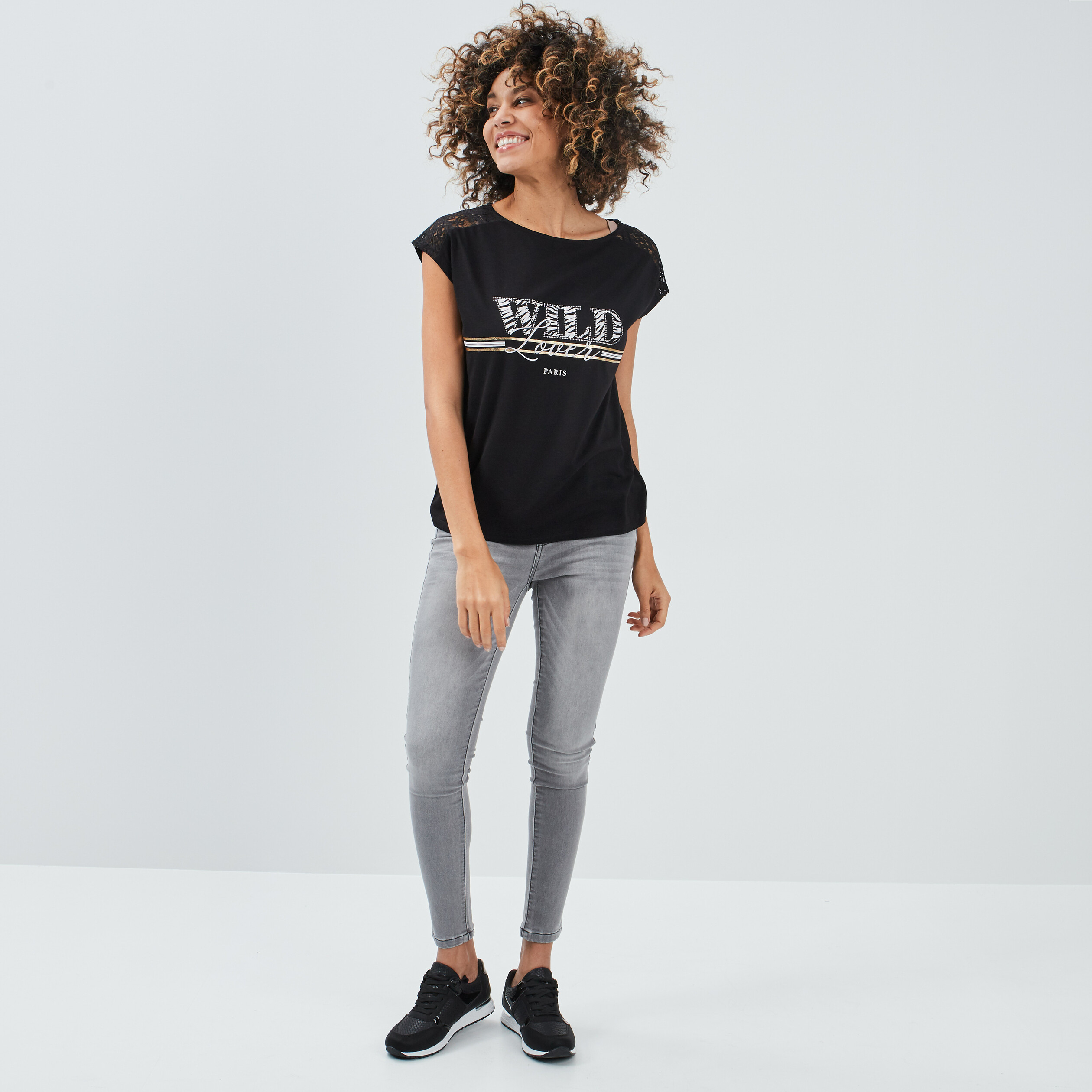 Jeans skinny push-up denim gris femme | La Halle