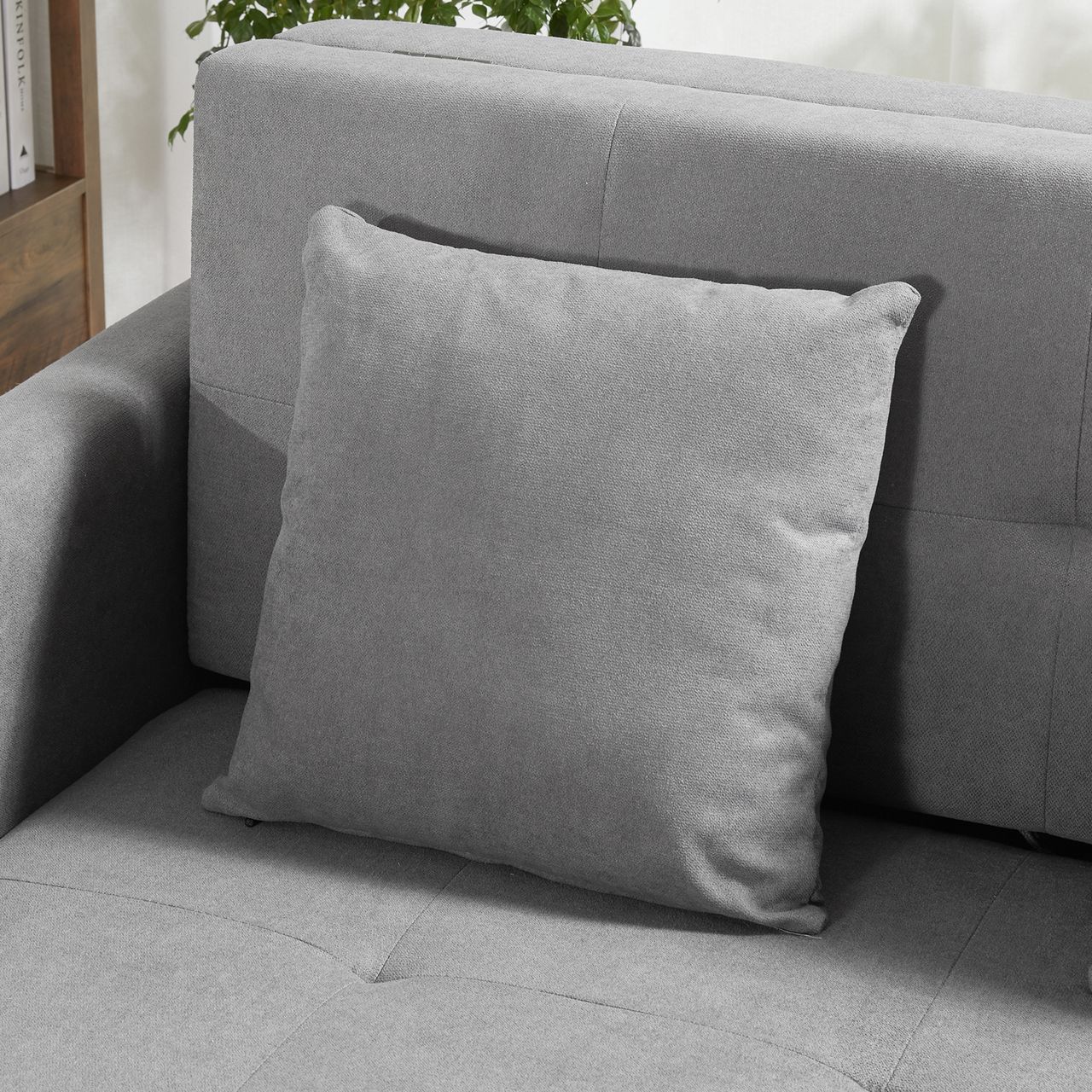 HOMCOM Schlafsofa 2-Sitzer Sofa, Polstersofa mit Stauraum, Rückenkissen, Grau